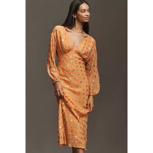 Never Fully /Anthropologie Dressed Long-Sleeve Foil Maxi Dress